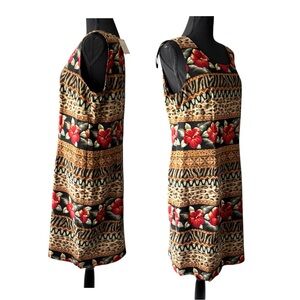 Hawaiian Floral Sleeveless Shift Dress Tropical